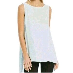 New $198 Eileen Fisher 80% Silk Pullover Blue Bateau Neck Sleeveless Top Size 2X